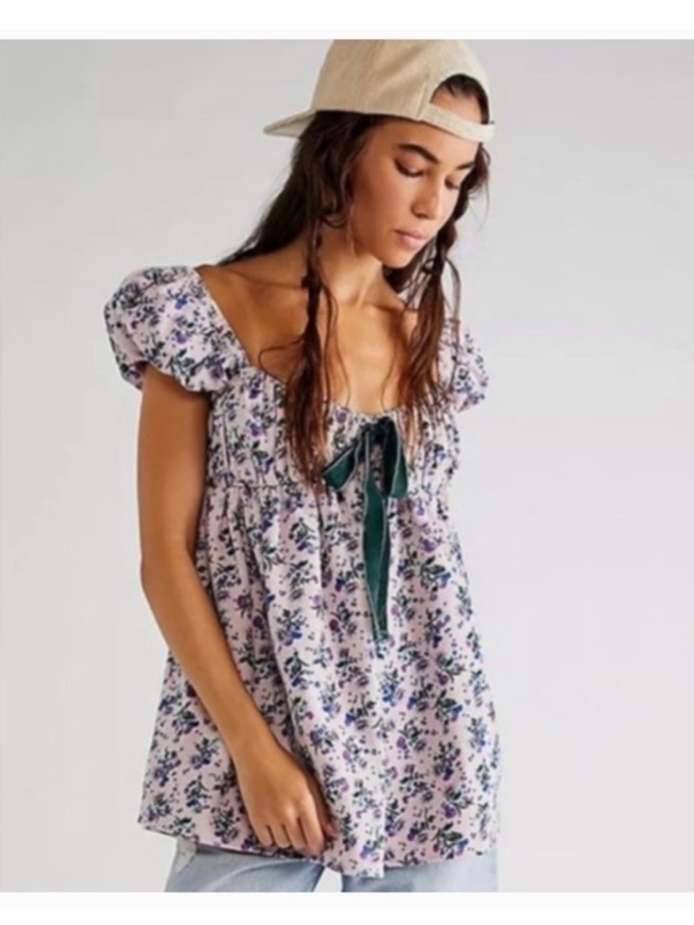 Free People Babydoll Pink and Blue Dress